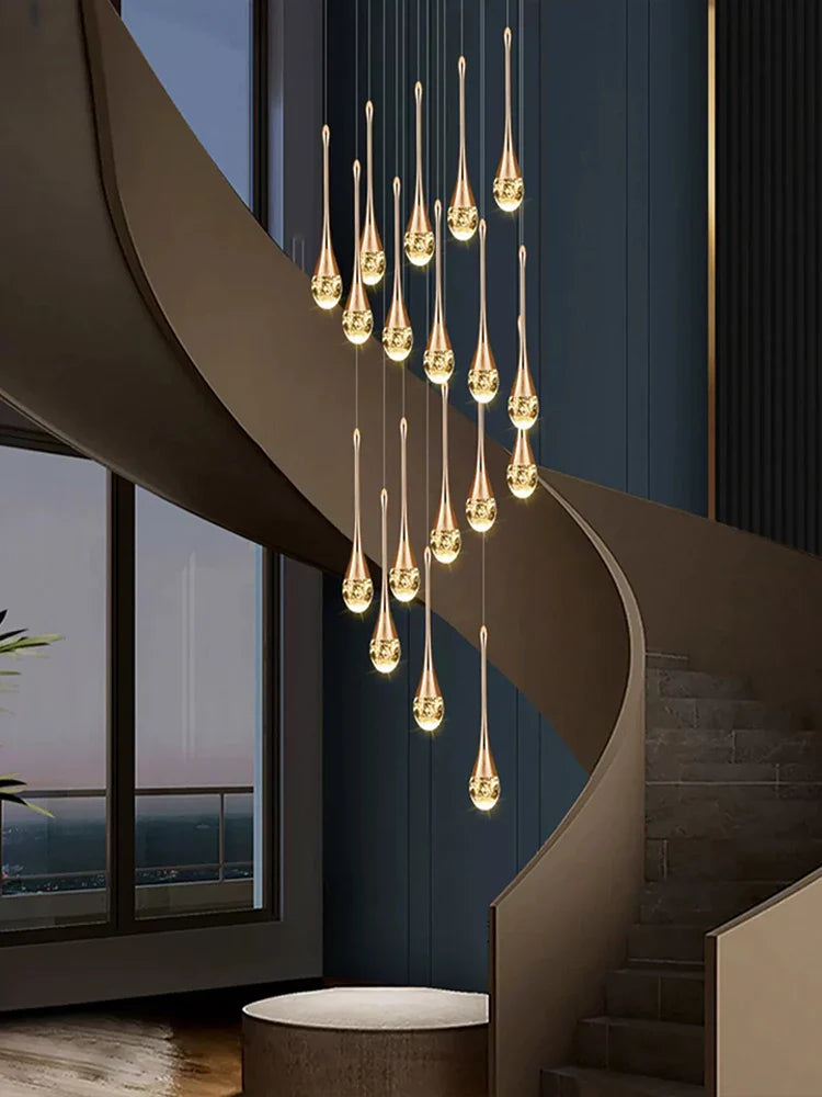 Afralia™ Modern Crystal Chandelier Golden Loft Hanging Light for Stylish Home Décor