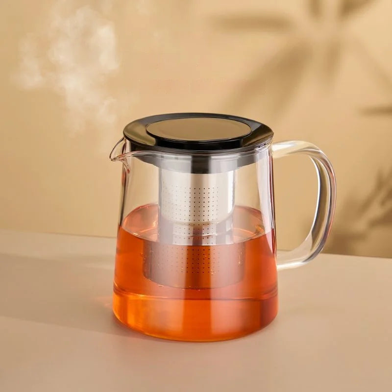 Afralia™ Glass Flower Teapot - High Borosilicate Glass Tea/Coffee Set