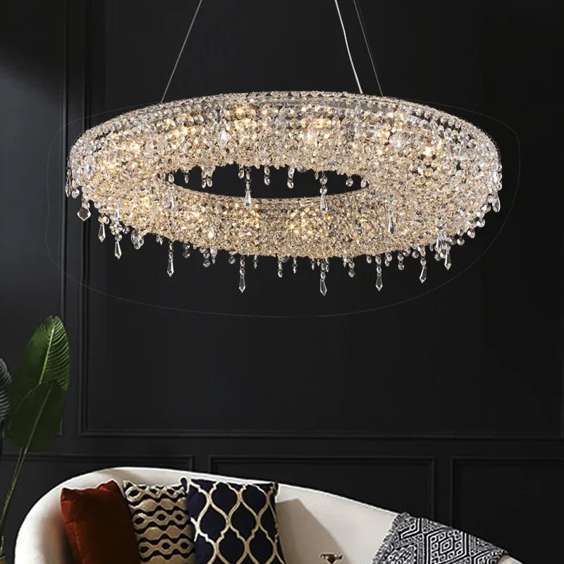 Afralia™ Crystal Chandelier: Modern Luxury LED Pendant Light for Living Dining Room