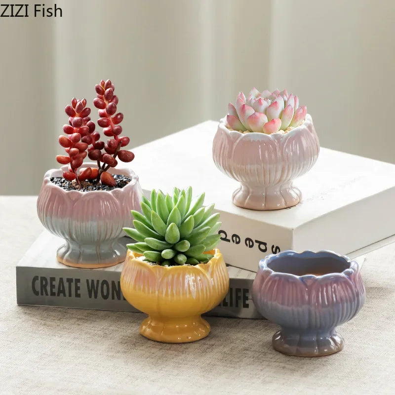 Afralia™ Painted Ceramic Vase Small Plant Pots Room Decor Flowers Arrangement