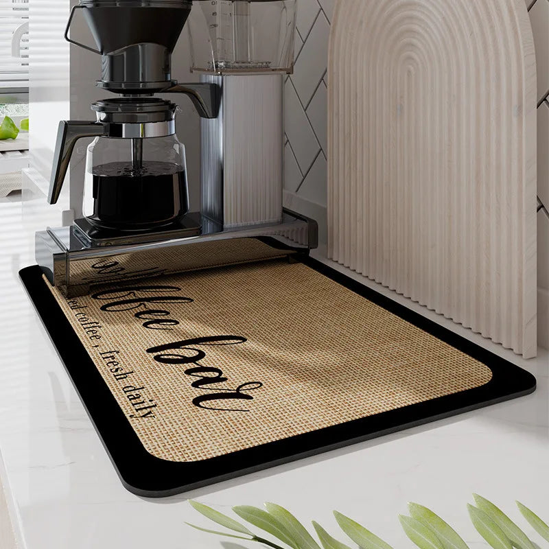 Afralia™ Coffee Mat: Absorbent Dish Drying Mat for Kitchen Counter, Bar, Coffee Machine