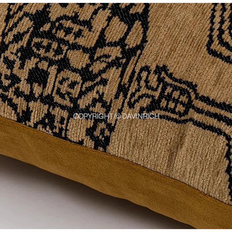 Afralia™ Modern Abstract Mountain Leopard Jacquard Throw Pillow Case Luxury Nepal Handmade