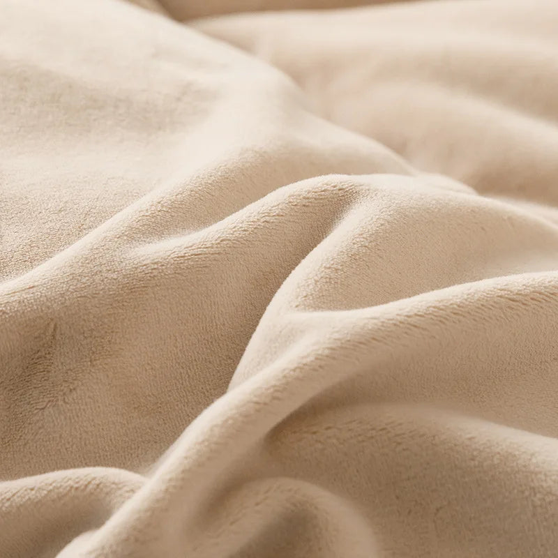 Afralia™ Winter Plush Milk Velvet Duvet Cover, Cozy Solid Warm Quilt for Adult Bedding