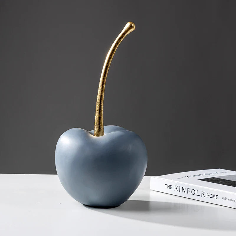 Afralia™ Blue Resin Apple Ornaments - Lucky Fruit Sculpture for Home Decoration