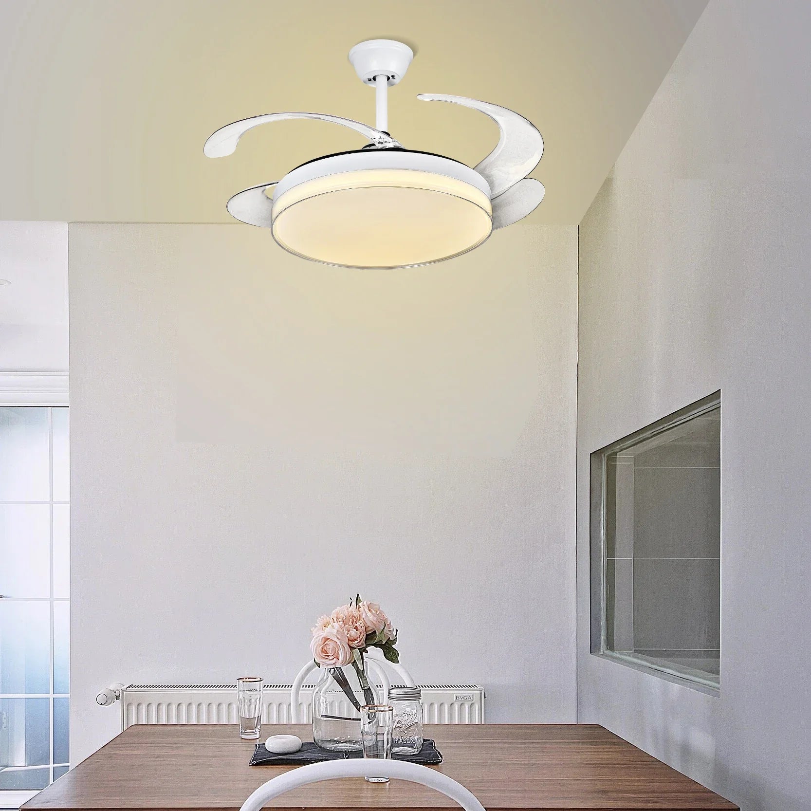 Afralia™ LED Ceiling Fans with Remote Control for Indoor Lighting