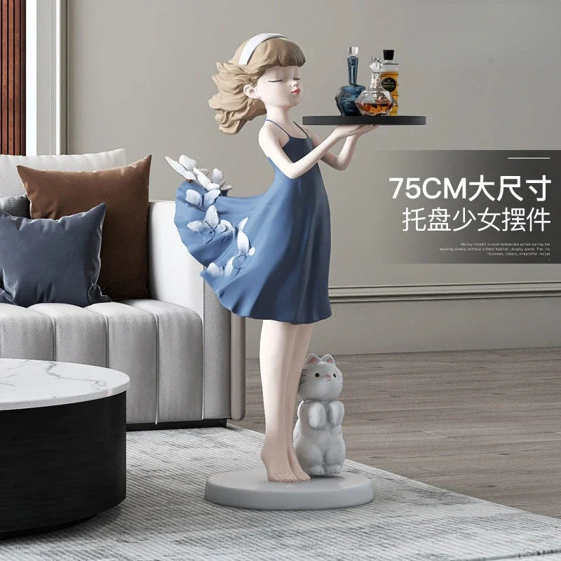Afralia™ Nordic Fiberglass Female Statue Home Decoration Floor Sculpture