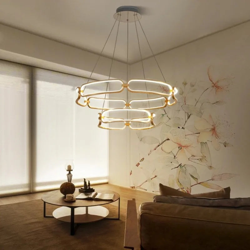 Afralia™ Adara Luxury LED Chandelier: Modern Ring Light for Home Interior Decoration