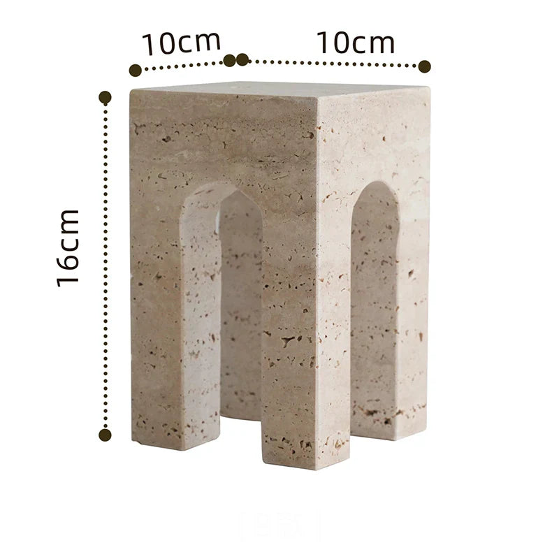 Afralia™ Archway Shape Travertine Sculpture Figurine Statue for Home Decor