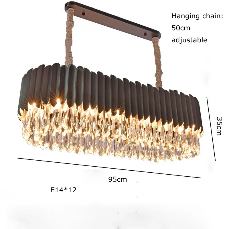 Afralia™ Luxury Crystal Chandeliers Dimmable LED Ceiling Lamps for Dining Room