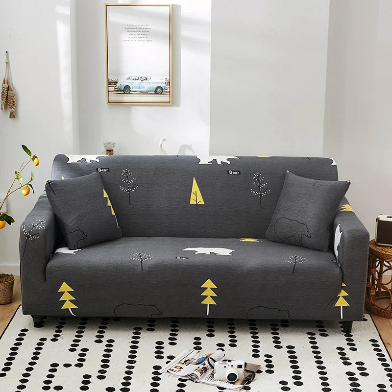Afralia™ Printed Stretch Sofa Cover Slipcover for 3 Seater Couch Home Protector