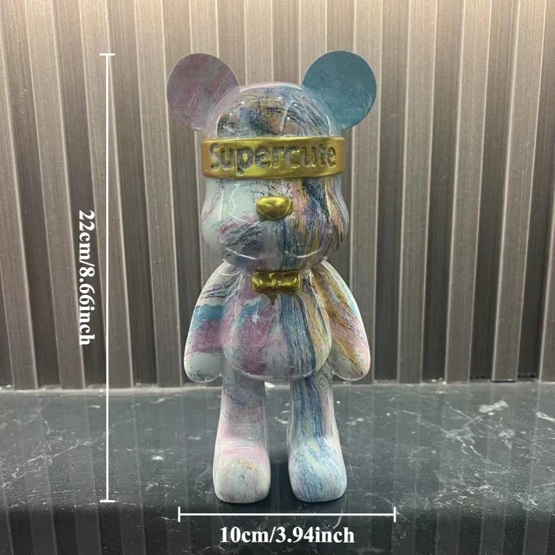 Resin Colorful Bear Statue by Afralia™: Urban Street Art Decor - Cool Shelf Decor