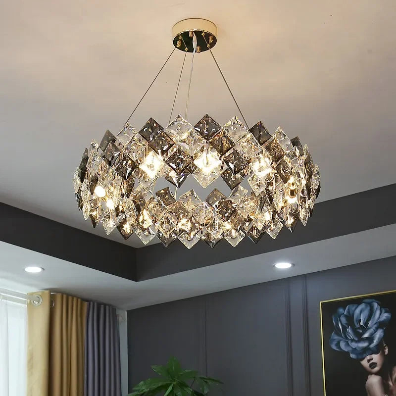 Afralia™ Mid Century Crystal Chandelier LED Pendant Lamps for Living Room and Dining Area