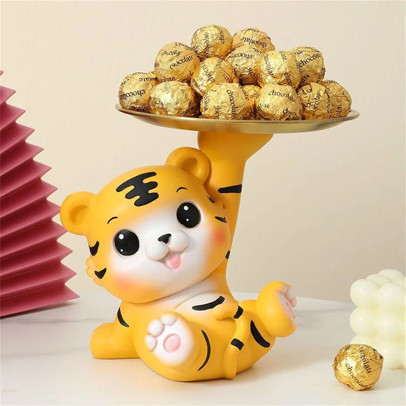 Afralia™ Ceramic Tiger Key Box Tray Organizer Storage Decor Resin Sculpture Tiger Figurine