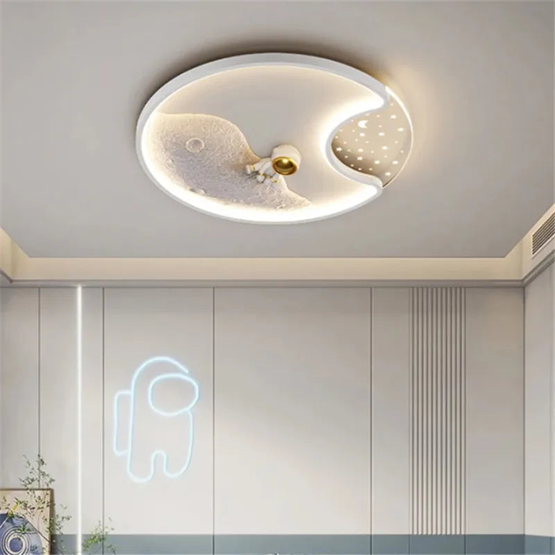 Afralia™ Astronaut Moonlight LED Ceiling Light for Kids' Bedroom & Living Room