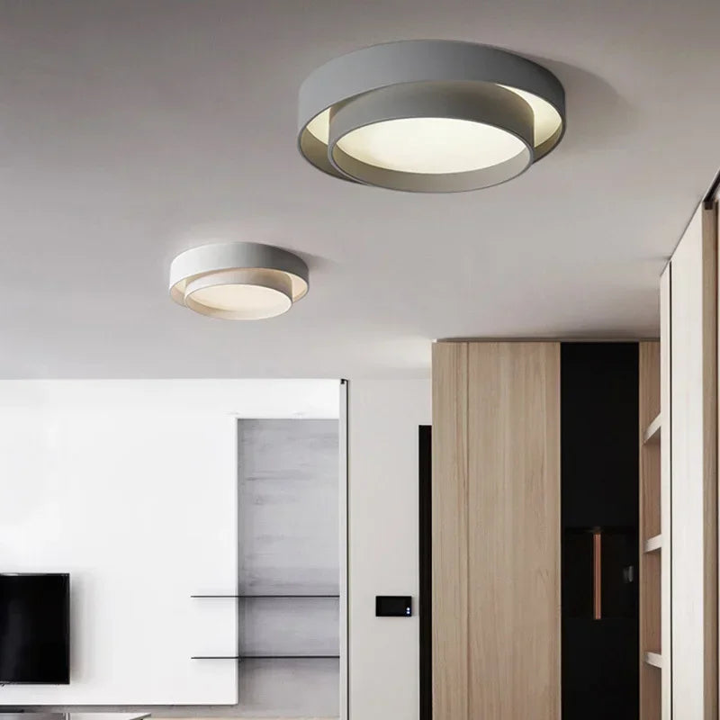 Afralia™ Modern Circle Chandelier Ceiling Lights with Remote Control