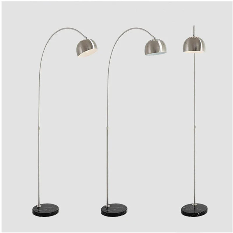 Afralia™ Nordic Marble Wooden Arc Floor Lamp Silver Study Lighting