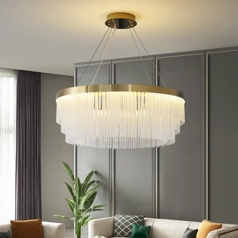Afralia™ Crystal Luxury Hanging Ceiling Lamps LED Chandelier for Living Room Decor