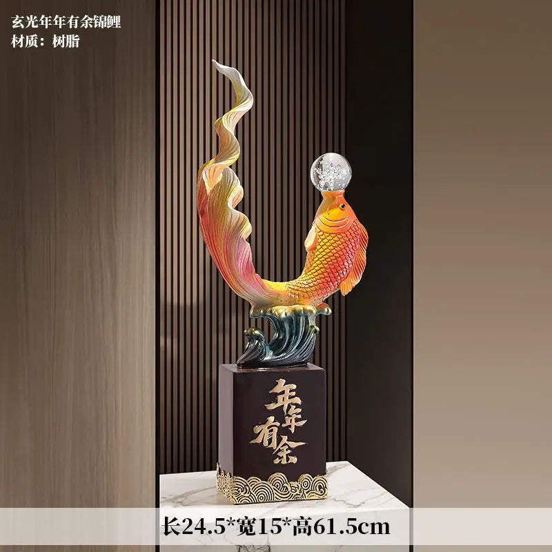 Afralia™ Feng Shui Carp Sculpture: Resin Decorative Statue for Collection and Business Opening