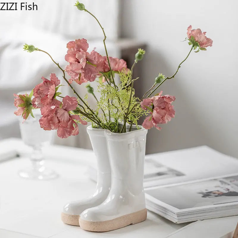 Afralia™ Modern Ceramic Flower Pots Vase Set for Desk Decor and Room Aesthetics