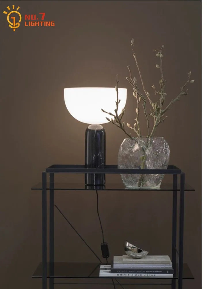 Afralia™ Marble Mushroom Table Lamp LED Minimalist Modern Light Fixtures