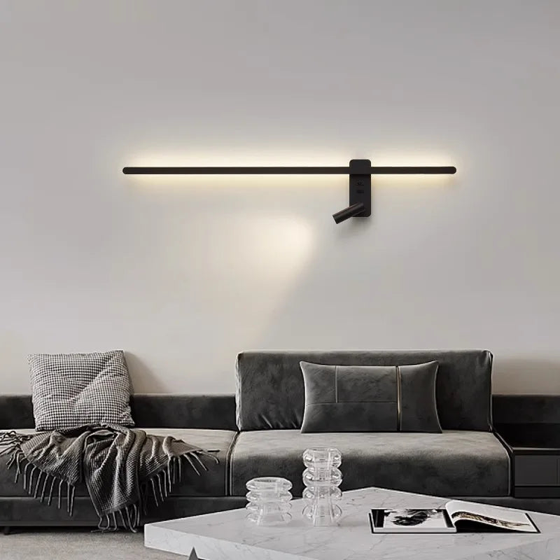 Afralia™ LED Wall Sconce Spotlight for Living Room Bedroom - Modern Black White Wall Lamp