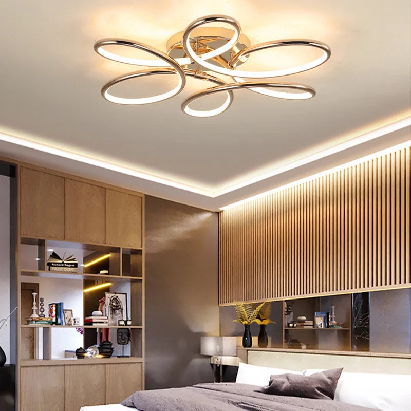 Afralia™ Golden Aluminum Ceiling Lights for Living Bedroom Kitchen Children's Room