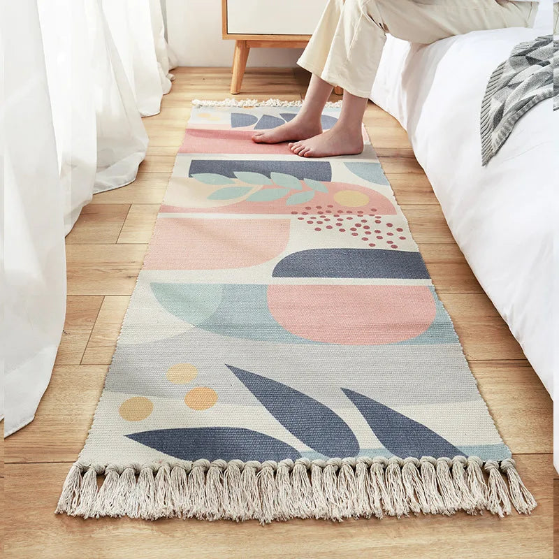 Afralia™ Soft Weave Tassels Bedside Rug, Anti-Slip Living Room Carpet