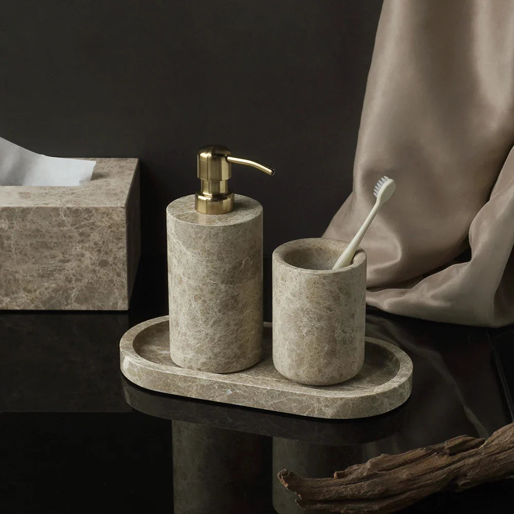 Afralia™ Marble Bathroom Accessories Set Soap Dish Soap Holder Vanity Tray