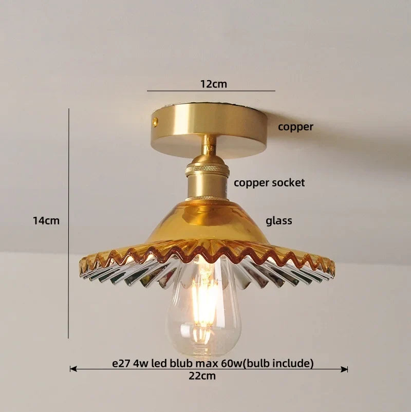 Afralia™ White Glass Knob Switch Ceiling Lamp LED Modern Nordic Copper Luminaire