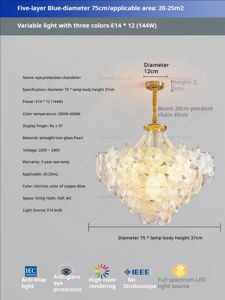 Afralia™ Glass Flower Princess Room LightLux Postmodern French Cream Wind Lamp