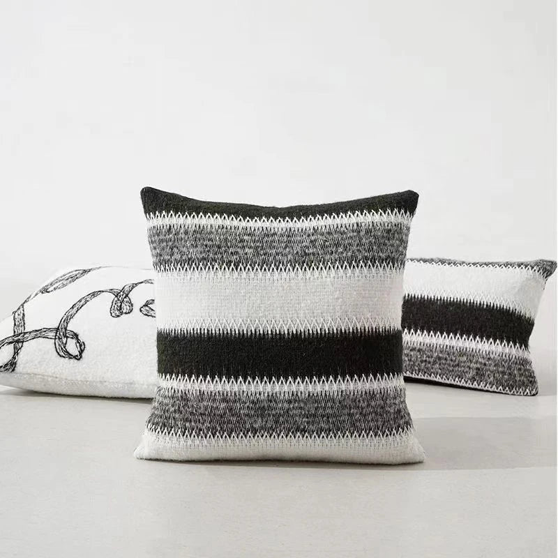 Afralia™ Nordic Wool Knit Cushion Cover Black White Luxury Pillowcase Home Decor