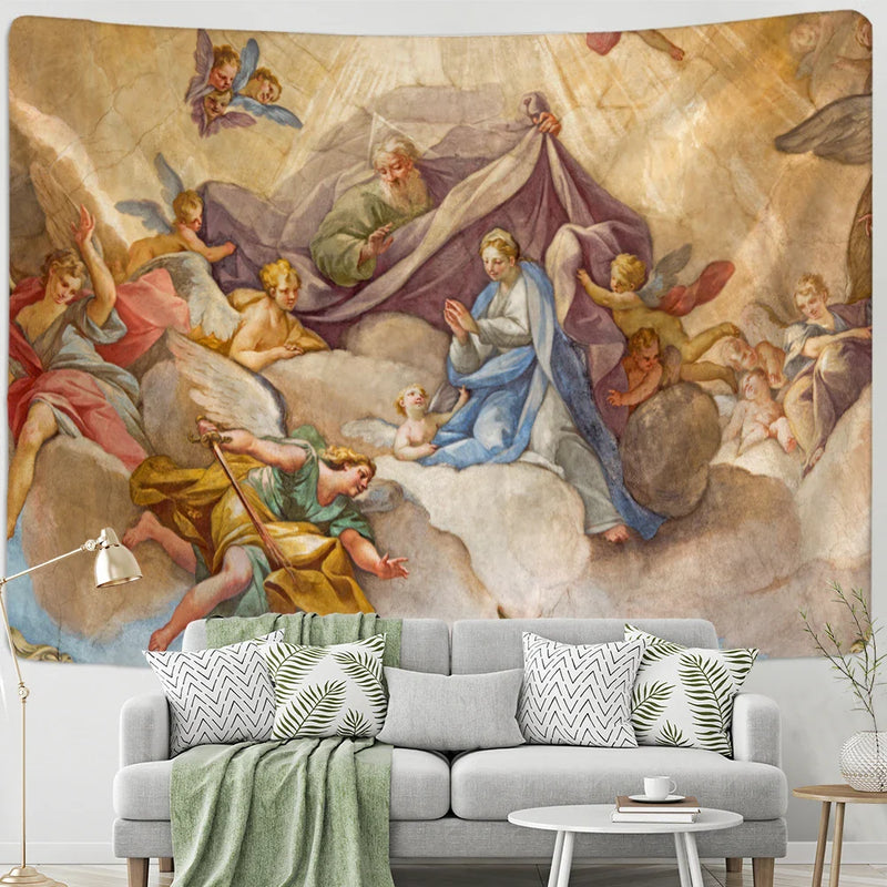 Afralia™ Vintage Angel Tapestry Wall Hanging for Christian Boho Home Decor