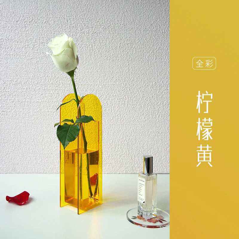 Afralia™ Acrylic Flower Vase Colorful Contemporary Floral Container for Home Office