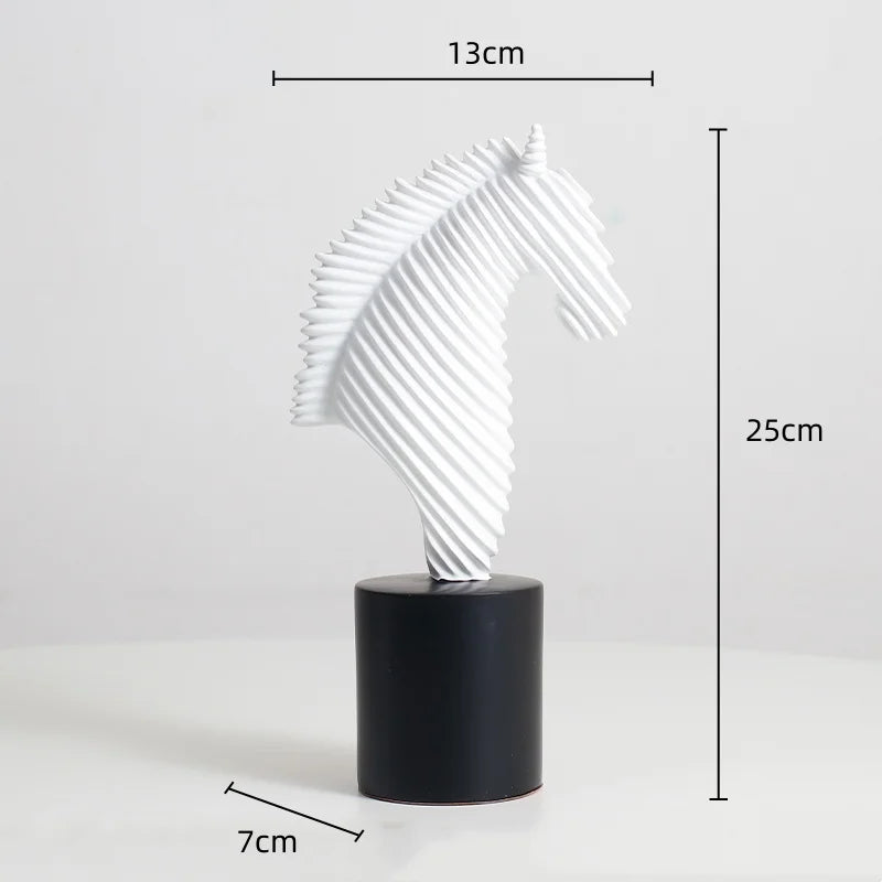 Afralia™ Striped Horse Sculpture: Resin Abstract Stallion Figurine for Home Decor