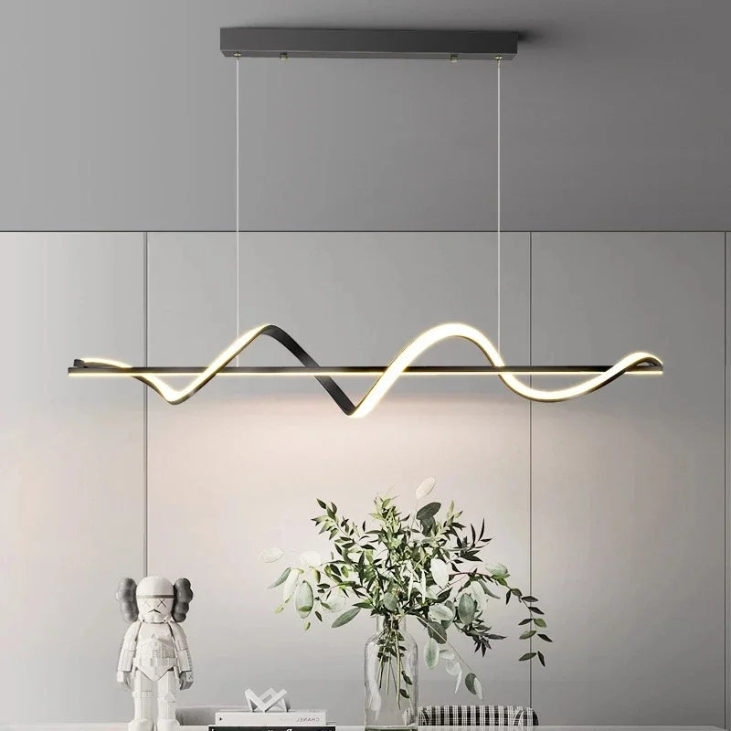 Afralia™ Modern Curved Dining Table Pendant Lamp LED Suspension Lighting