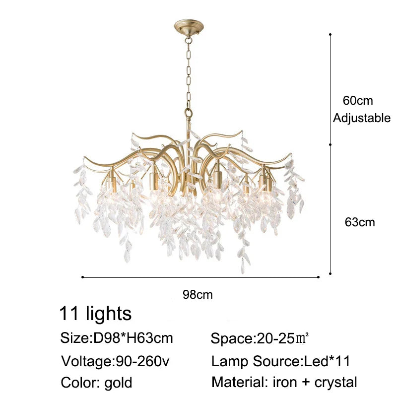 Afralia™ Crystal Bedroom Living Room Ceiling Chandelier Glossy Lamps