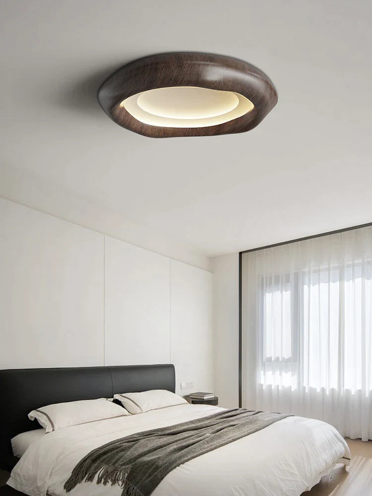 Afralia™ Walnut Log Style Ceiling Lamp: Full Spectrum Minimalist Study Bedroom Light