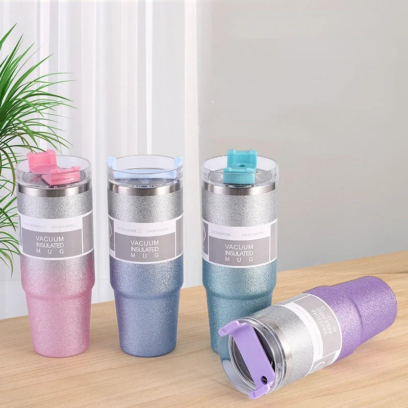 Afralia™ Double Wall Insulated Stainless Steel Water Bottle with Straw - Large Capacity Mug