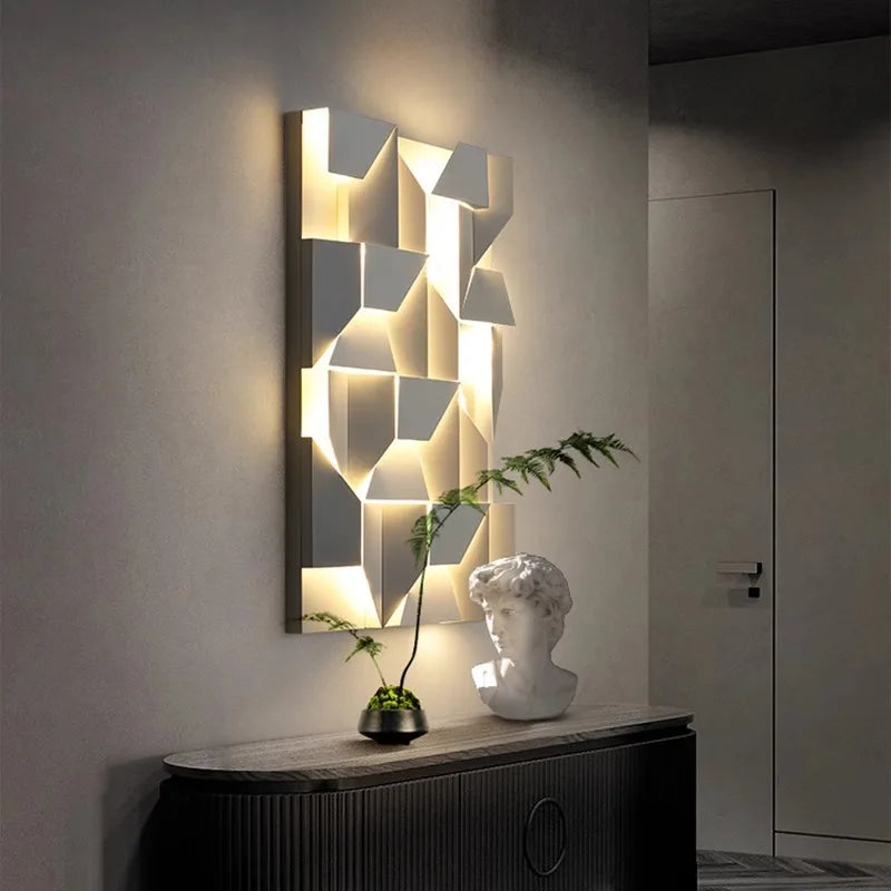 Afralia™ Shadow Metal Sconce Light for Geometric Led Wall Lamp, Living Room, Bedroom