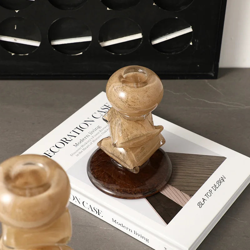 Afralia™ Color Block Candlestick Light Luxury Home Decor Craft