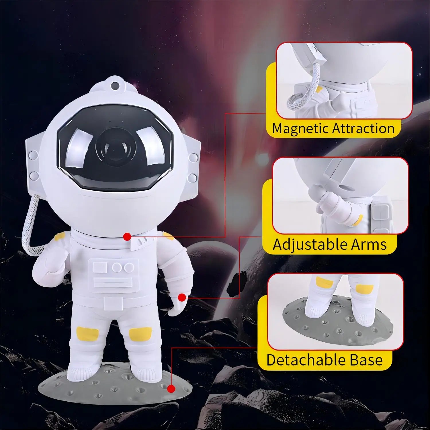 Afralia™ Galaxy Astronaut Starry Projector Night Light for Bedroom Kids Gift