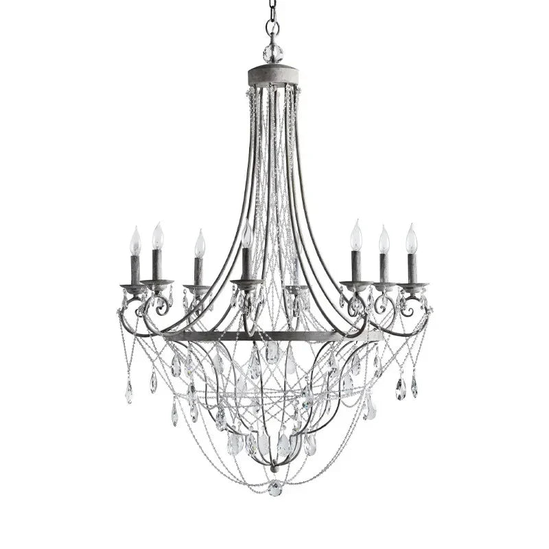 Afralia™ Iron Art Crystal Candle Pendant Light for Home & Hospitality Decor