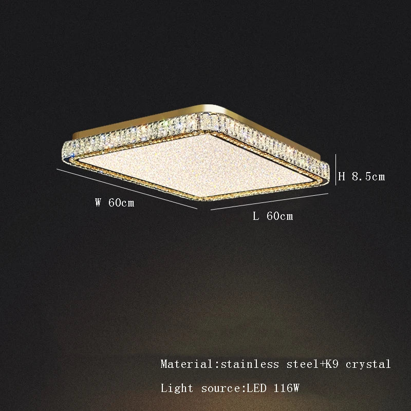Afralia™ Gold Crystal Ceiling Light: Modern Luxury Dimmable LED Fixture for Bedroom & Living Room