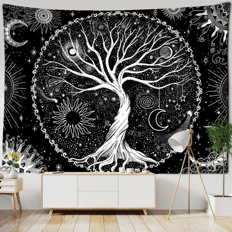 Afralia™ Tree of Life Tapestry Wall Hanging - Psychedelic Hippie Mandala Home Decor