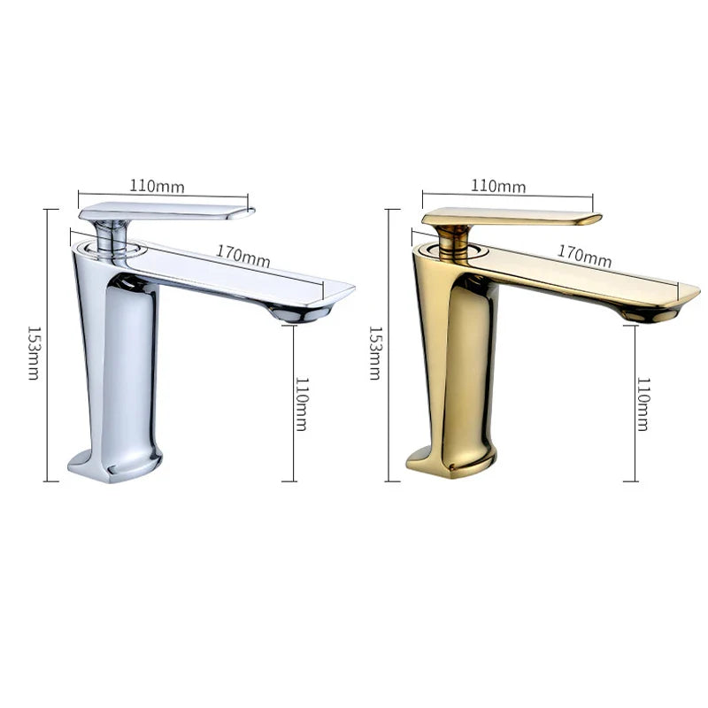 Afralia™ Gold Basin Mixer with Single Handel for Bathroom Vanity, Chrome Finish