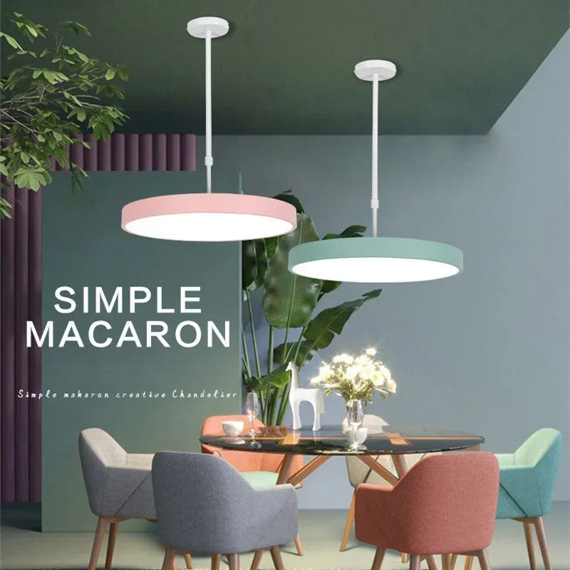 Afralia™ Modern LED Pendant Light - Macaron Circular Chandelier