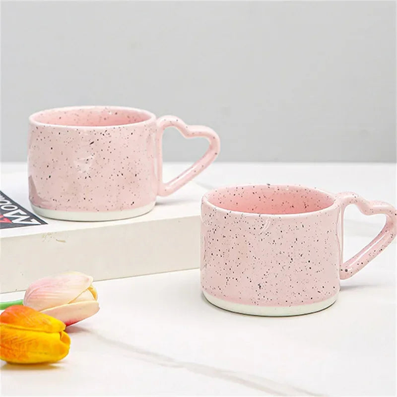 Afralia™ Love Handle Ceramic Cup | Breakfast Tea Coffee Mug | Office Valentine's Day Gift
