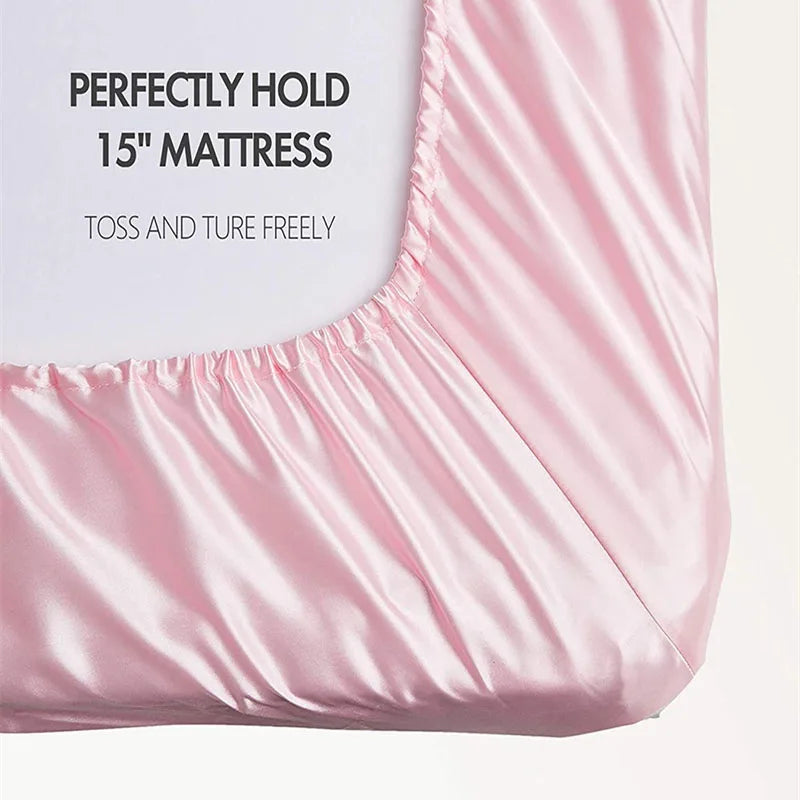 Afralia™ Satin Bed Sheet Set for Luxury High-End King Queen Twin Full Size Bed