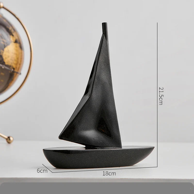 Afralia™ Sailboat Resin Sculpture Desk Decoration Modern Artwork Ornaments Glass Crafts