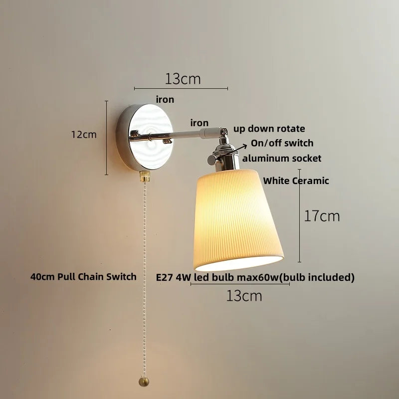 Afralia™ Ceramic LED Wall Light Fixture Up Down Rotate Modern Style Bedside Lamp